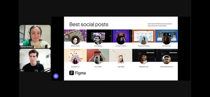 Takizawa Masayaの名前が掲載されたFigma MakeathonのBest social posts発表画面